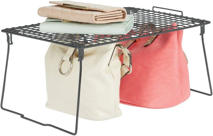 mDesign stapelbarer Regaleinsatz – faltbares Schrankregal aus Metall – moderner Schrankeinsatz für S