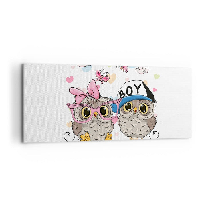 Wandbilder Dekoration Wohnzimmer Eule zeichnung farbig muster Panorama Bilder auf Leinwand 120x50cm