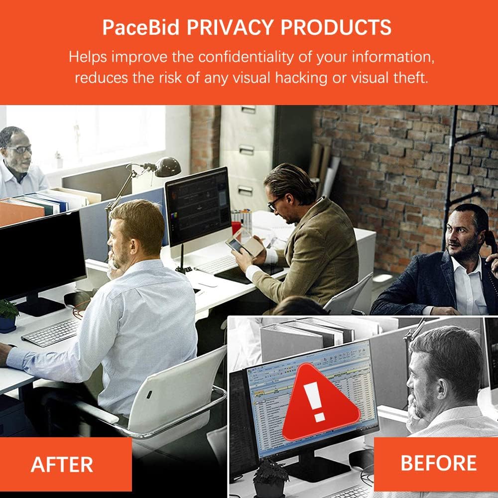 PaceBid 23-24 Zoll Monitor Blickschutzfilter I Privacy Filter für Computer I Desktops Blickschutzfol