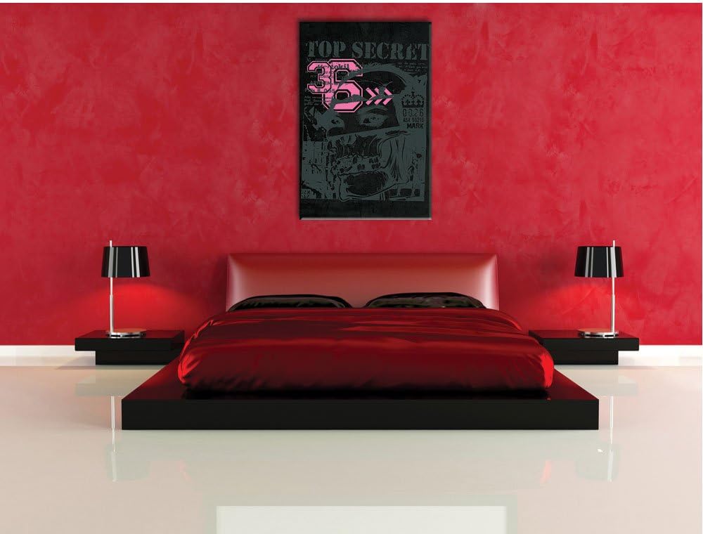Dark Top secret black Bild auf Leinwand, XXL riesige Bilder fertig gerahmt mit Keilrahmen, Kunstdruc