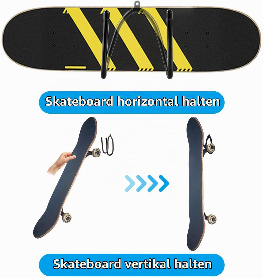 6 Stück Skateboard Wandhalterung - 16.5 x 7 x 6 CM Skateboard Halterung Wand - Longboard Wandhalteru