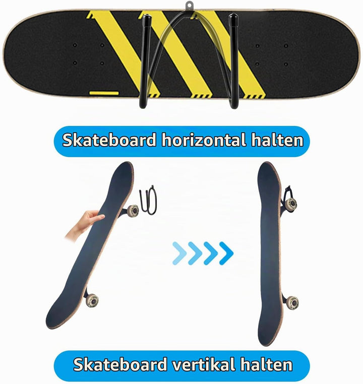 6 Stück Skateboard Wandhalterung - 16.5 x 7 x 6 CM Skateboard Halterung Wand - Longboard Wandhalteru