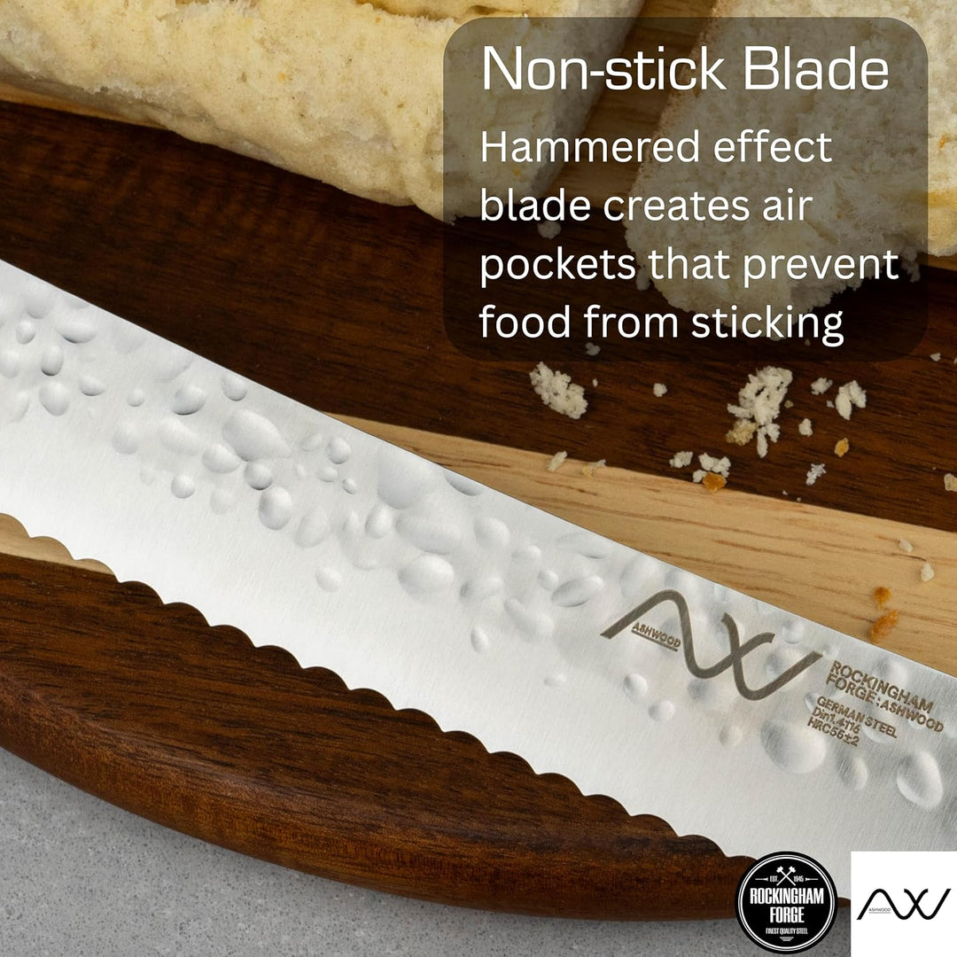 Rockingham Forge Ashwood 20 cm Brotmesser Wellenschliff – Professionelles Kochmesser Ultrascharfe Kl