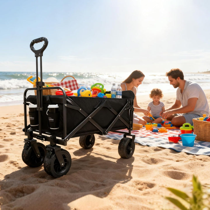 Sanycasa Bollerwagen faltbar 250L 200KG Tragkraft Gelände Strand geeingenet Bollerwagen mit Bremsen