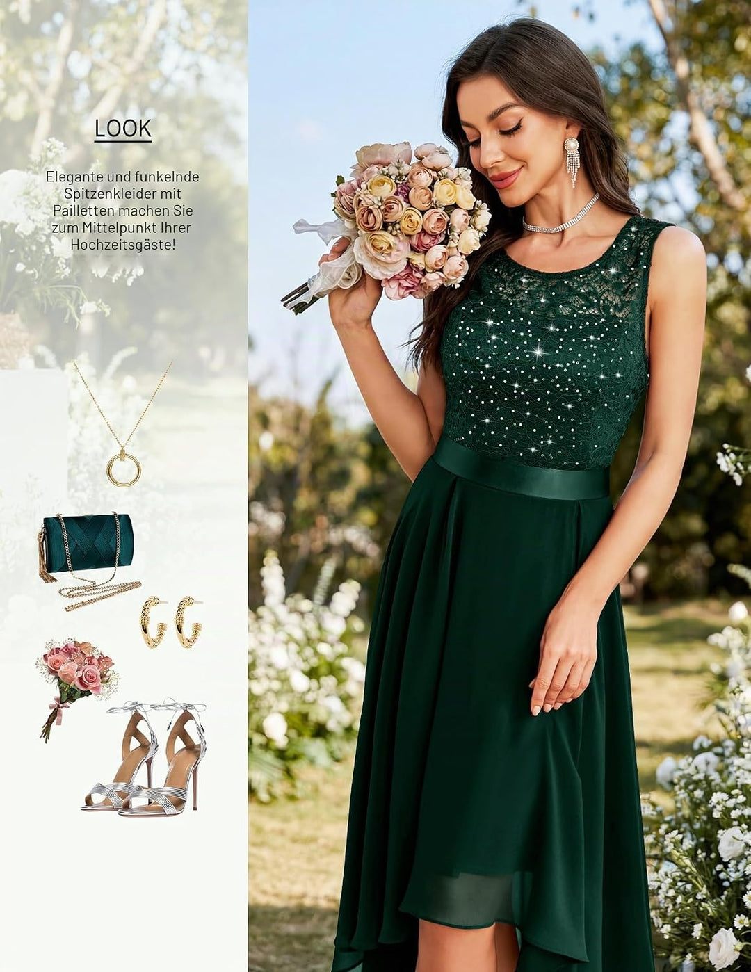 Berylove Damen Vokuhila Cocktailkleid Abendkleider Elegant für Hochzeit Festliche Kleider Ärmellos B