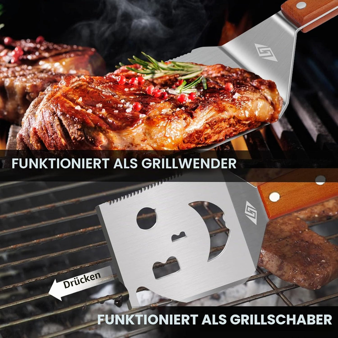 Grillspatel für Grill, 7-in-1-Grillwerkzeug für Grill,Multifunktion Grillwerkzeug, Papa-Geschenke, G