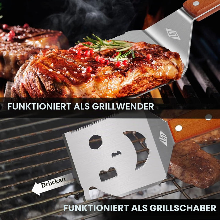 Grillspatel für Grill, 7-in-1-Grillwerkzeug für Grill,Multifunktion Grillwerkzeug, Papa-Geschenke, G