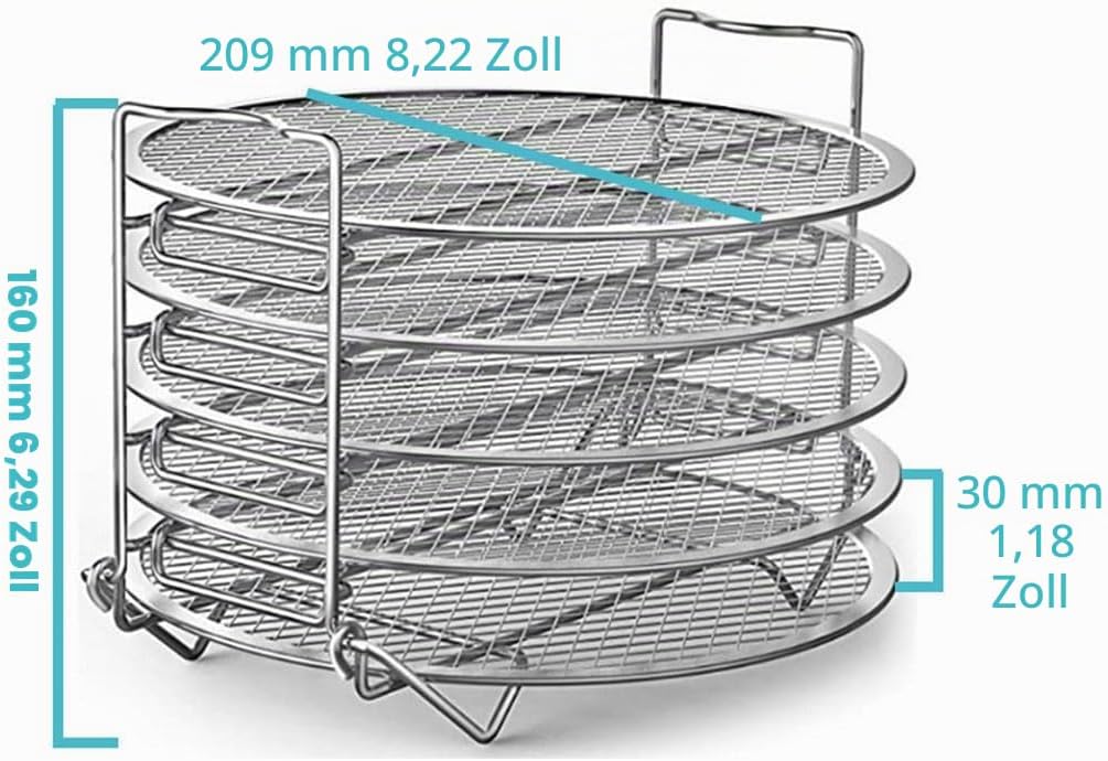 Dehydrator Rack Edelstahl Ständer Zubehör, Kompatibel mit Instant Pot, 5 stapelbare Schichten, Silbe