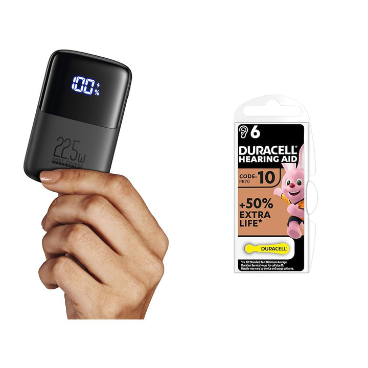 INIU Power Bank, 22.5W Fast Charging 10000mAh PowerBank Klein Aber Stark & Duracell Hörgerätebatteri