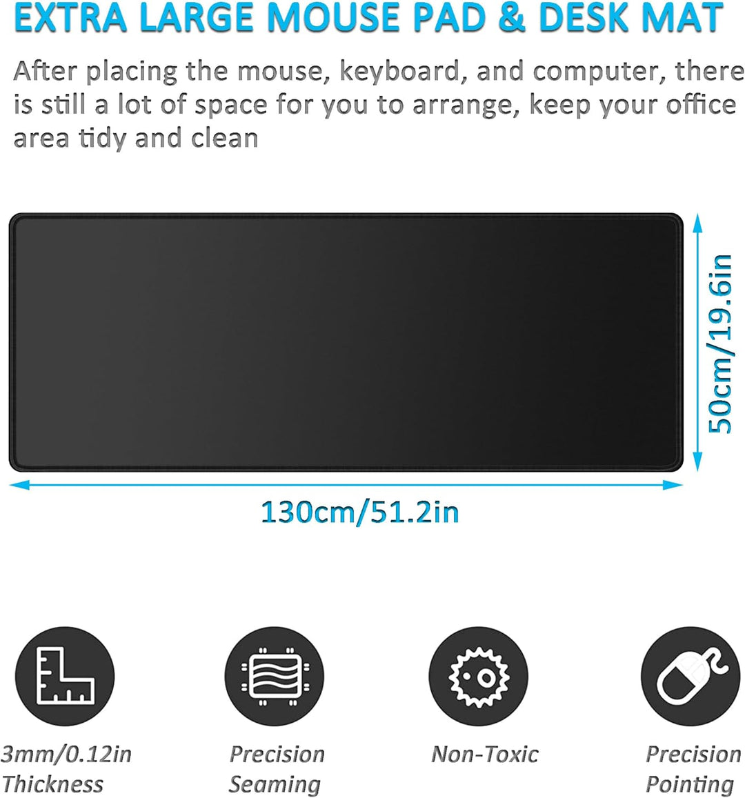 LL-COEUR XXL Schwarz Mauspad Gaming Mouse Mat Laptops Schreibtischunterlage Desk Pad (1300 x 500 x 3
