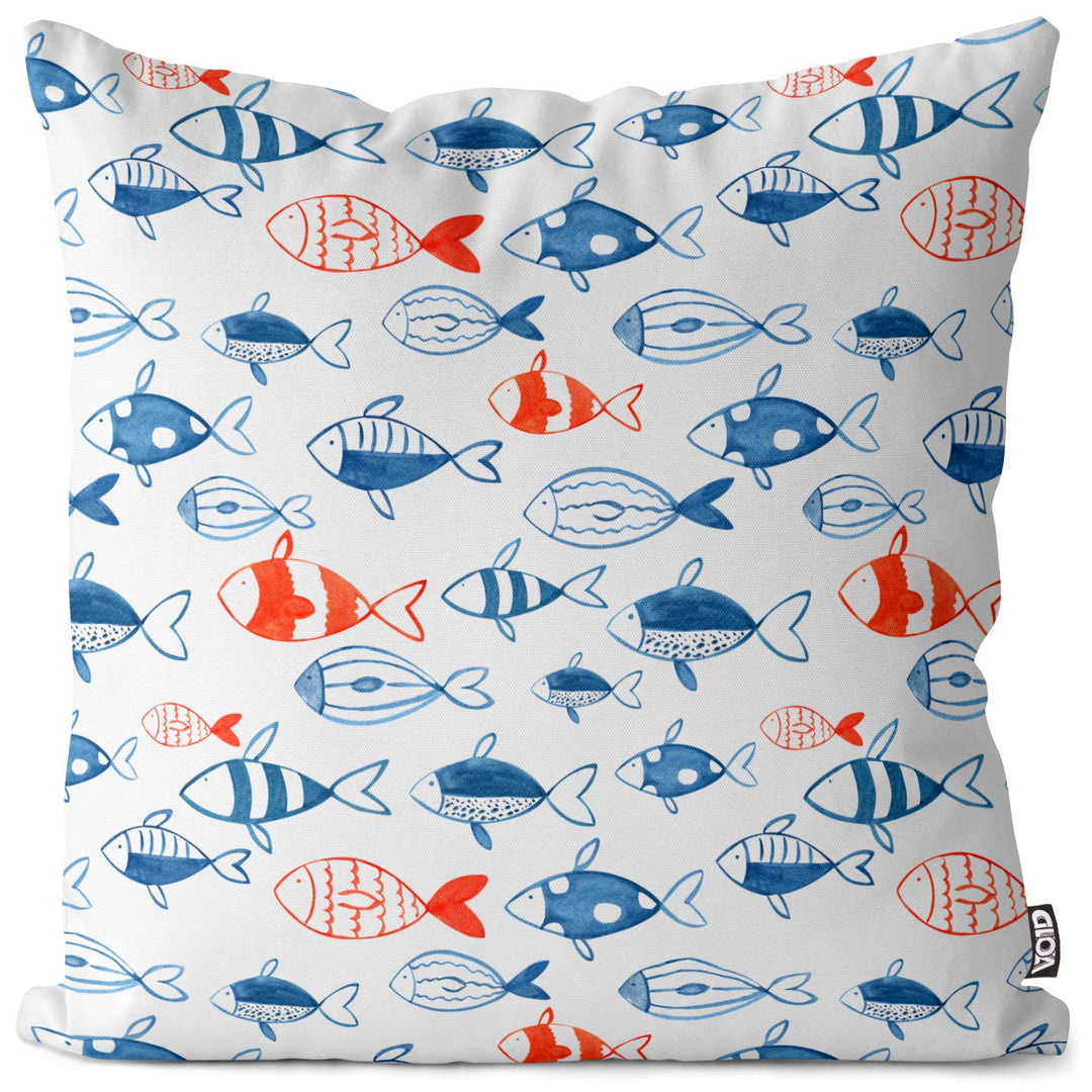 VOID Fischschwarm Blau Rot Kissenbezug Kissenhülle Sofakissen Kissen Deko Outdoor-Kissen Dekokissen,