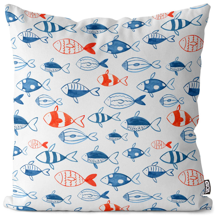 VOID Fischschwarm Blau Rot Kissenbezug Kissenhülle Sofakissen Kissen Deko Outdoor-Kissen Dekokissen,