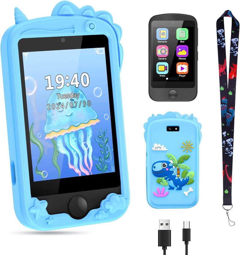Mingfuxin Kinder Handy, Pretend Smartphone für Kinder Mädchen Jungen, 2,8 Zoll Touchscreen Telefon U