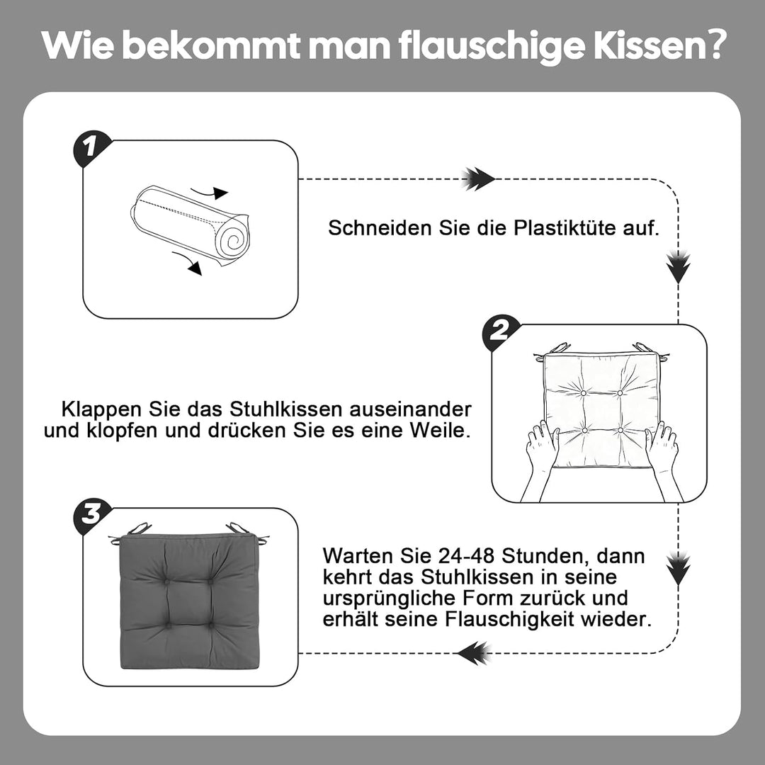 2er Set Sitzkissen Outdoor wasserdicht 45x45x8 cm – UV-beständige Polster für Gartenstühle, Terrasse