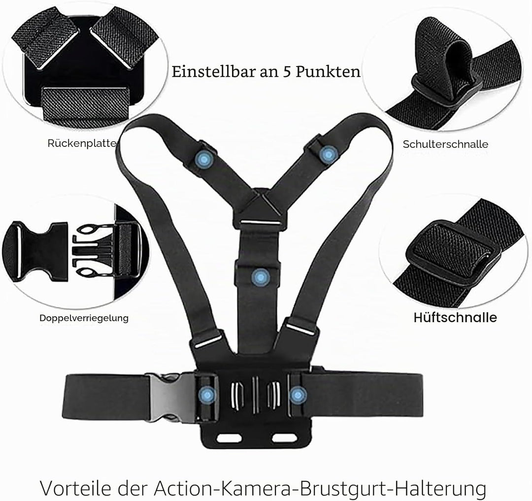 TEKCAM Action Kamera Zubehör Brustgurthalterung Stirnband Halterung Kit Kompatibel mit GoPro Hero 13
