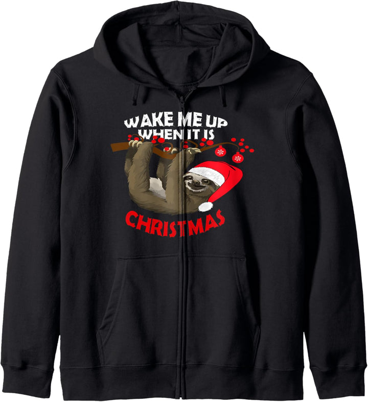Wake me up When It`s Christmas Faultier Xmas Sloth Party Kapuzenjacke