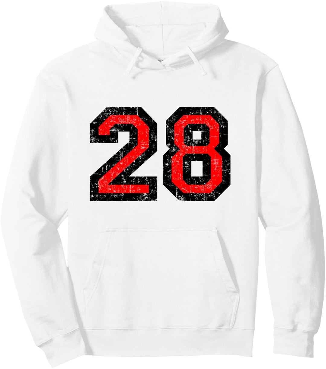Nummer 28 (Vintage Schwarz/Rot) Pullover Hoodie