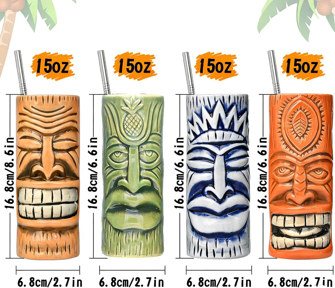 SuproBarware Tiki Mugs Set of 4 (TJB4-4), Tjb4-4