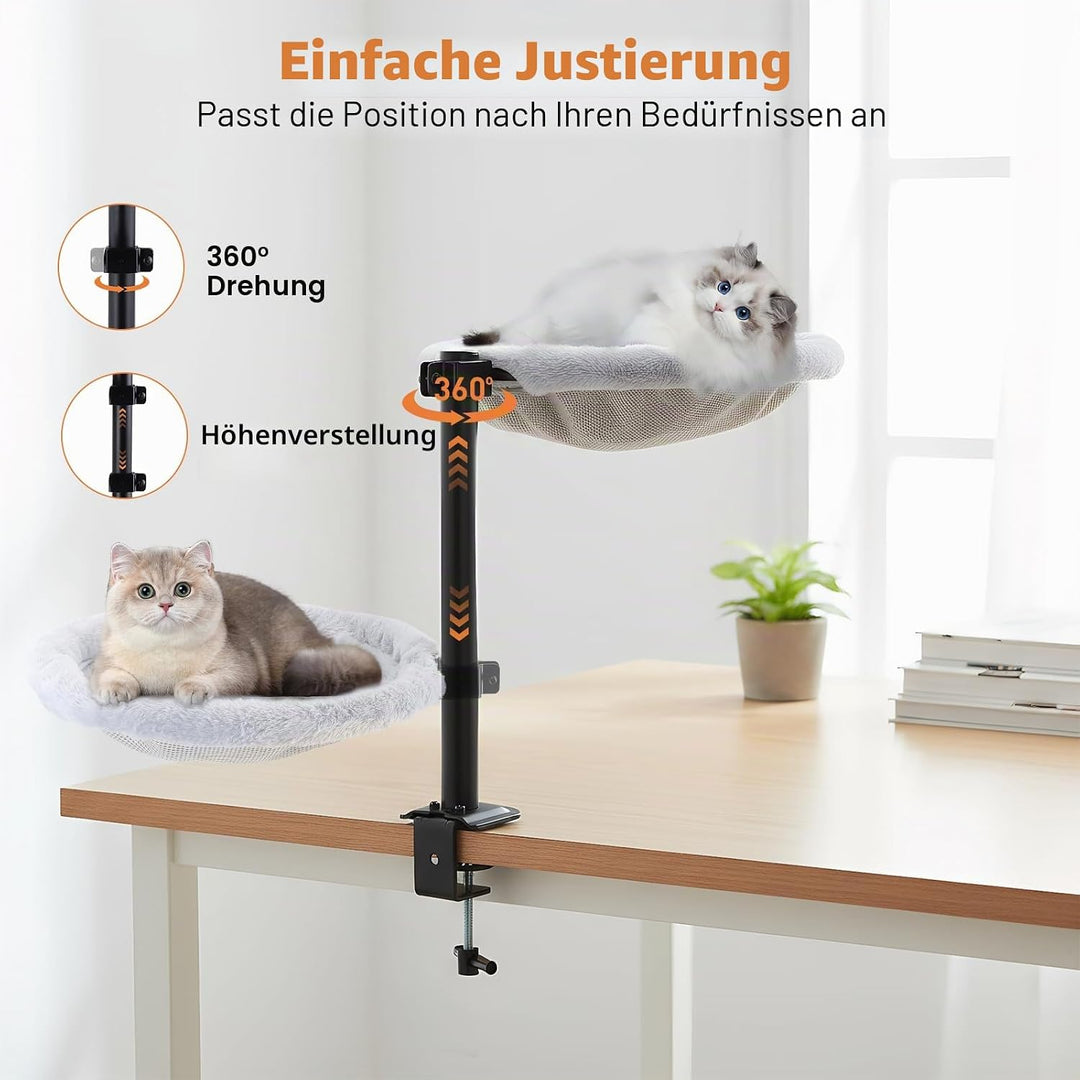 katzenbett Schreibtisch,katzenbett 360° drehbar und höhenverstellbar weiche katzenhängematte mit 2 w