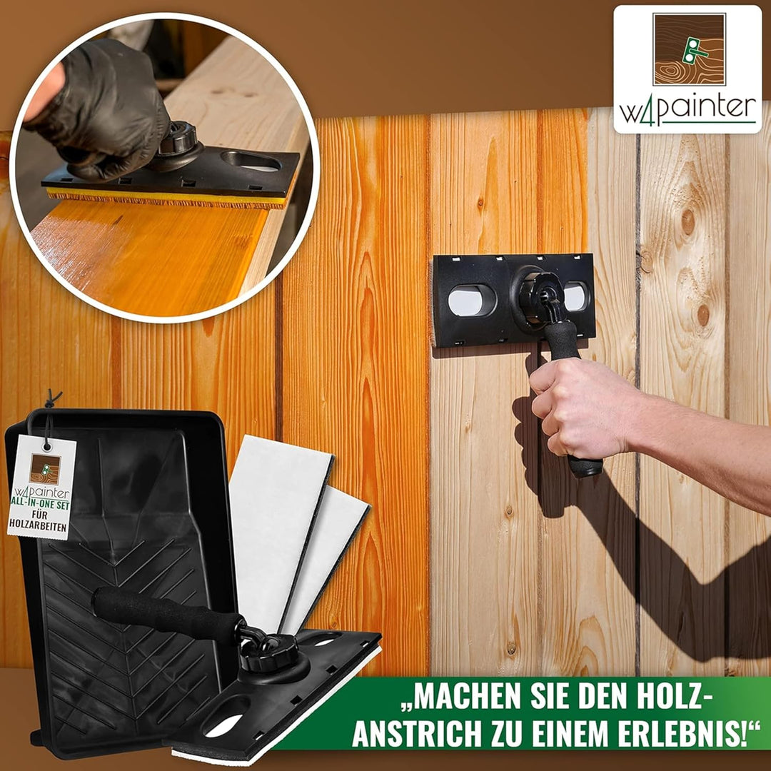 W4 Flächenstreicher für Holz - 3er Streichset Holz - ideale Pinsel Alternative - Streichwerkzeug für