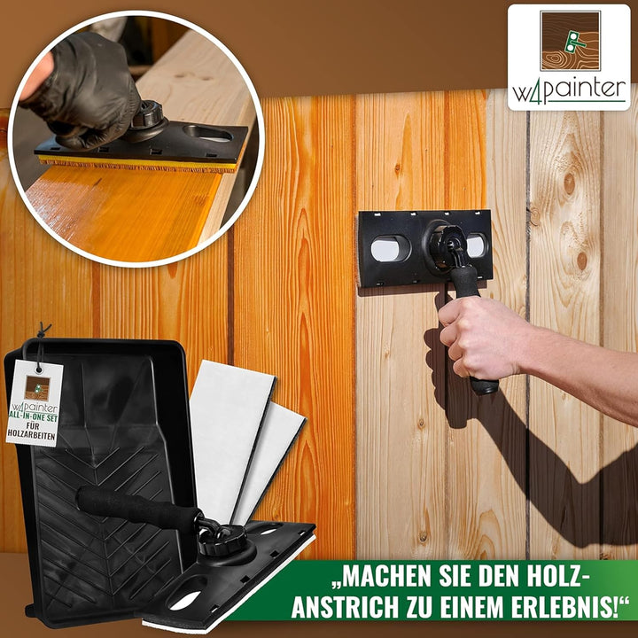 W4 Flächenstreicher für Holz - 3er Streichset Holz - ideale Pinsel Alternative - Streichwerkzeug für