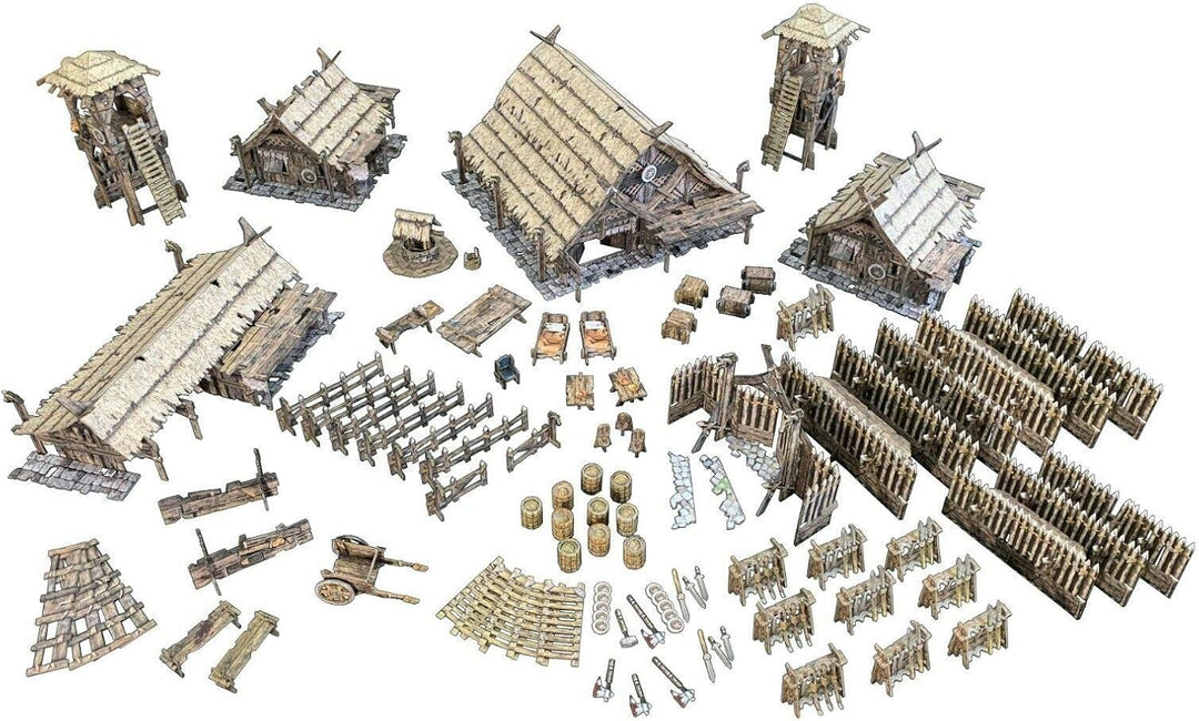 Fantasy Battle Systems Wargames Terrain - Northern Settlement - Multi Level Tabletop War Game Board