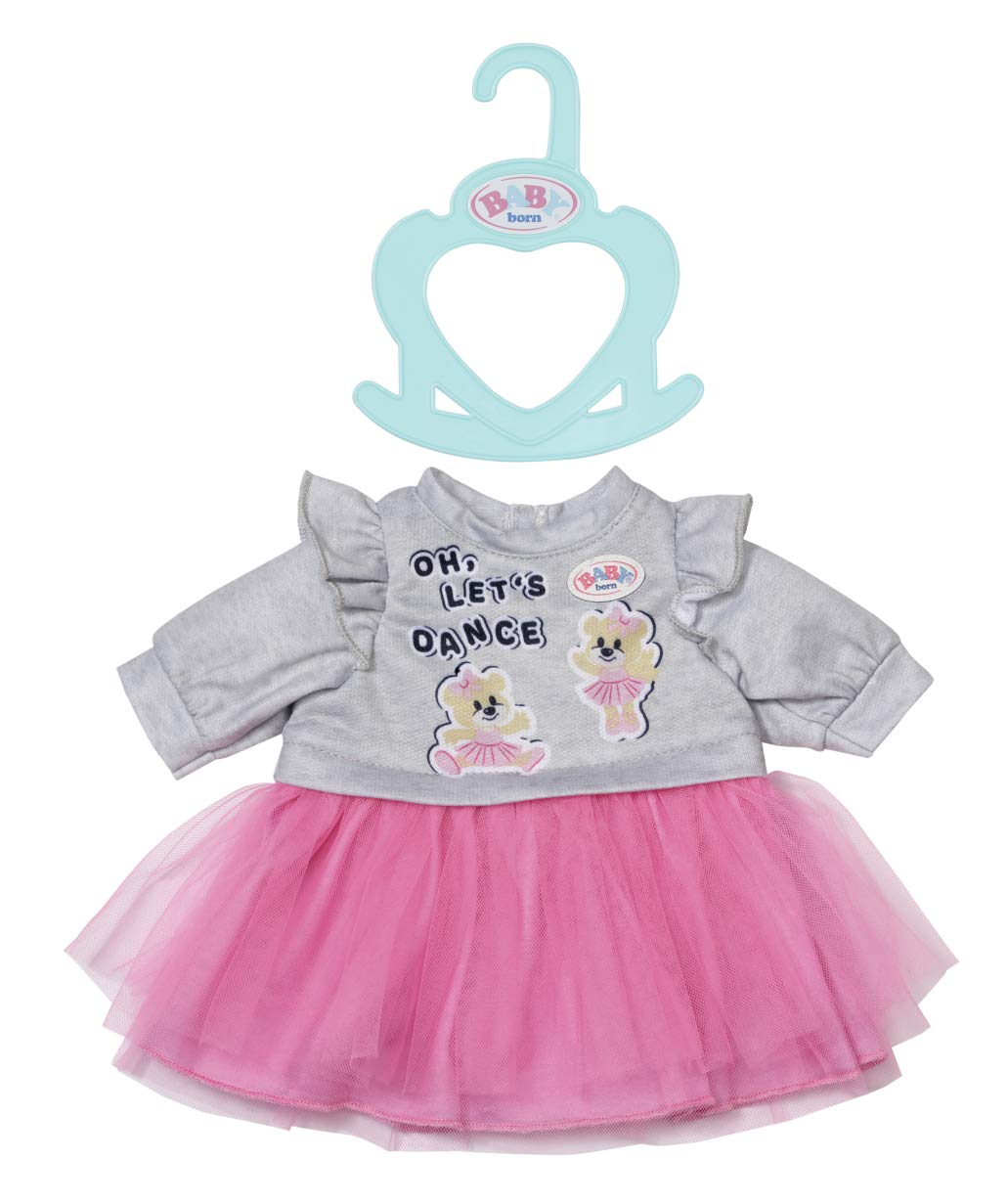 BABY Born Zapf Creation 830567 Little Kleider rosa 36 cm - rosa Puppenkleid mit Tüll-Rock und grauem