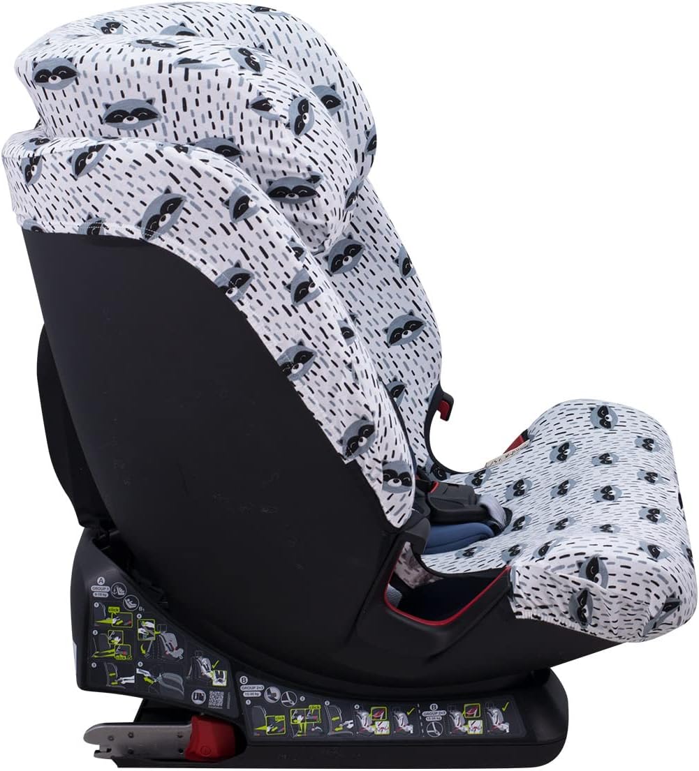 JYOKO Kids Bezug für Autositz kompatibel mit Romer Advansafix, Evolva IV M, aus Baumwolle (Raccoon,