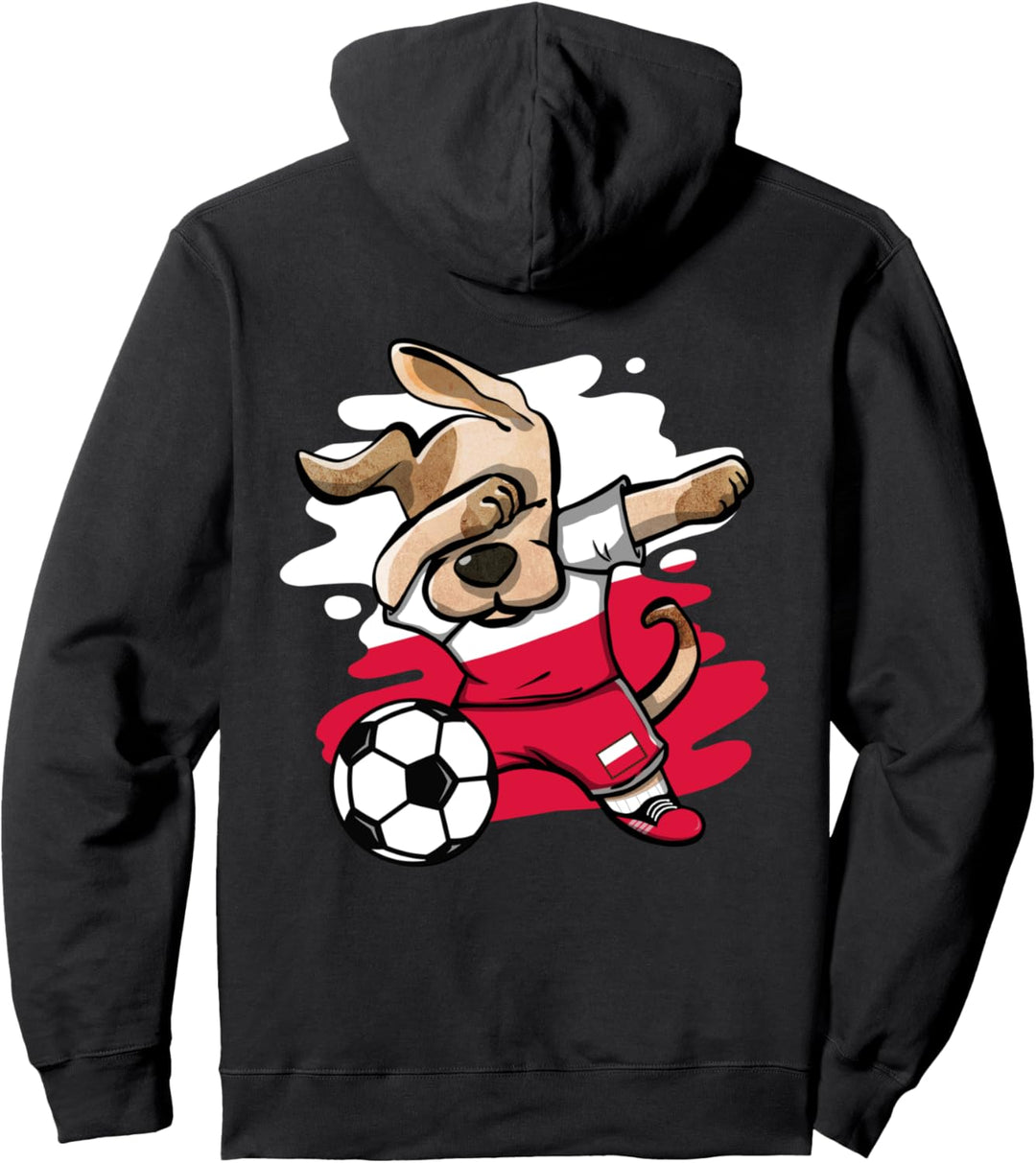 Dabbing Hund Polen Fussball Mannschaft Polnische Flagge Sport Pullover Hoodie