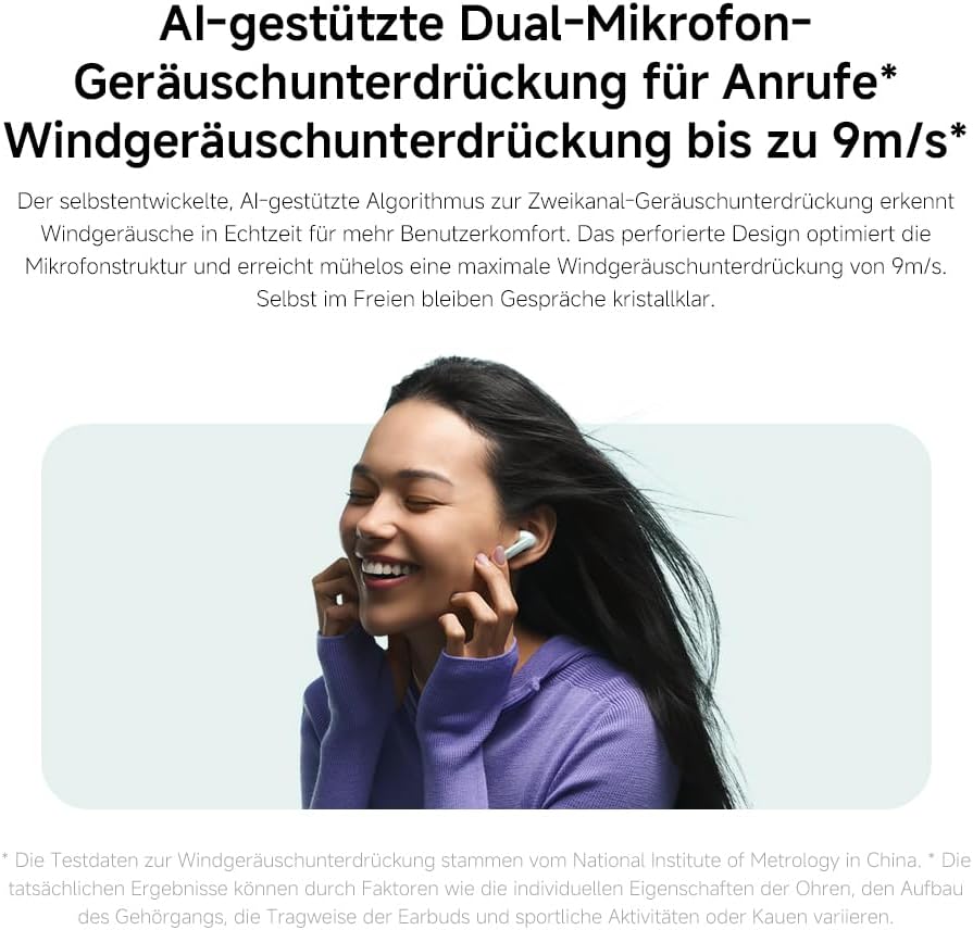 Xiaomi Redmi Buds 6 – Kabellose Bluetooth-In-Ear-Kopfhörer, Dual-Treiber, immersiver Sound, 49 dB ak