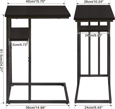 IBUYKE Beistelltisch, C-Form, Laptoptisch, Kleiner Sofatisch, Sofatisch mit Rollen, Wohnzimmertisch