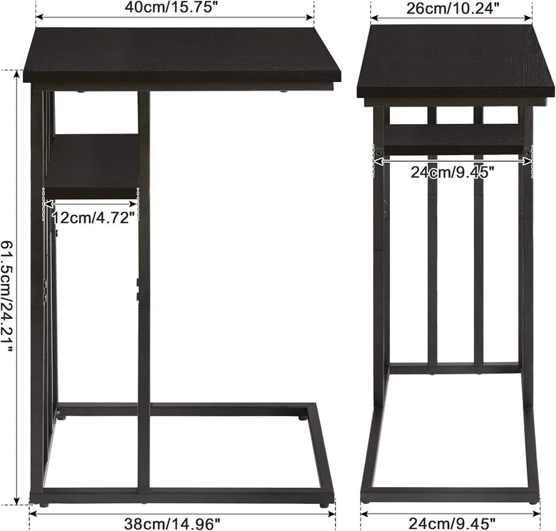 IBUYKE Beistelltisch, C-Form, Laptoptisch, Kleiner Sofatisch, Sofatisch mit Rollen, Wohnzimmertisch