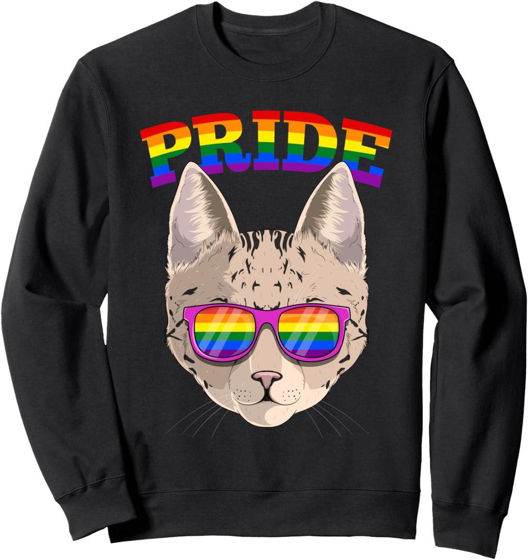 LGBT Savannah Cat Gay Pride Rainbow LGBTQ Kitty Cute Sweatshirt
