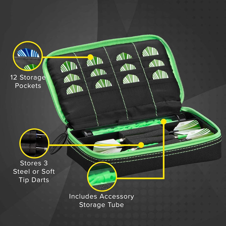 Casemaster Plazma Dartkoffer für weiche Dartpfeile mit Stahlspitze, für 3 Dartpfeile und integrierte