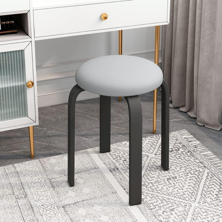 Balama Hocker Schwarz & Grau stapelbar gepolstert 45 x 31 x 31 cm aus Metall mit verstellbarem Boden