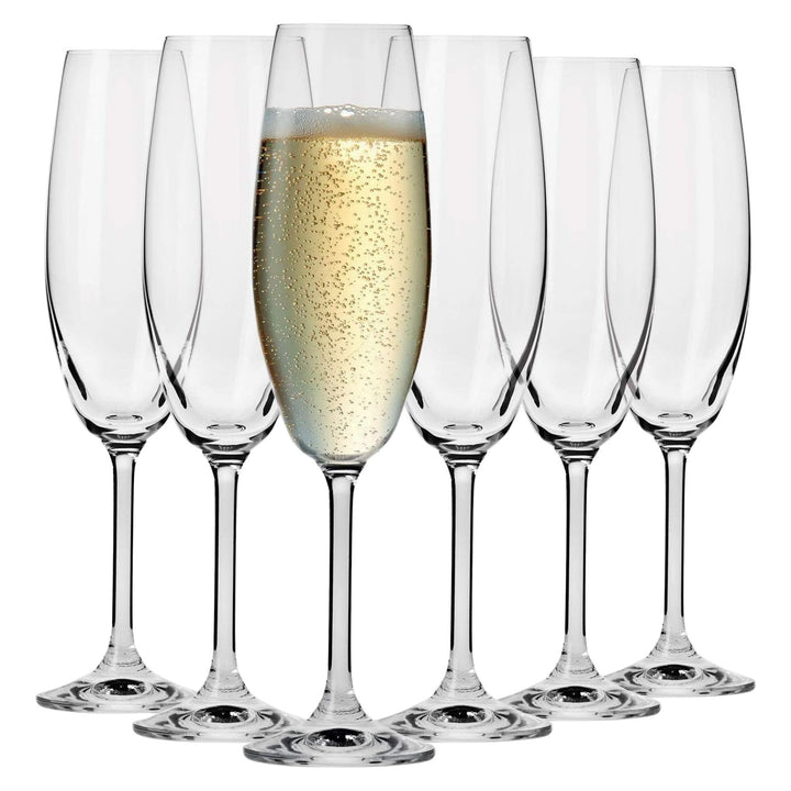 KROSNO Sektgläser Champagner-Gläser Sektflöten | Set von 6 | 200 ML | Venezia Kollektion | Perfekt f