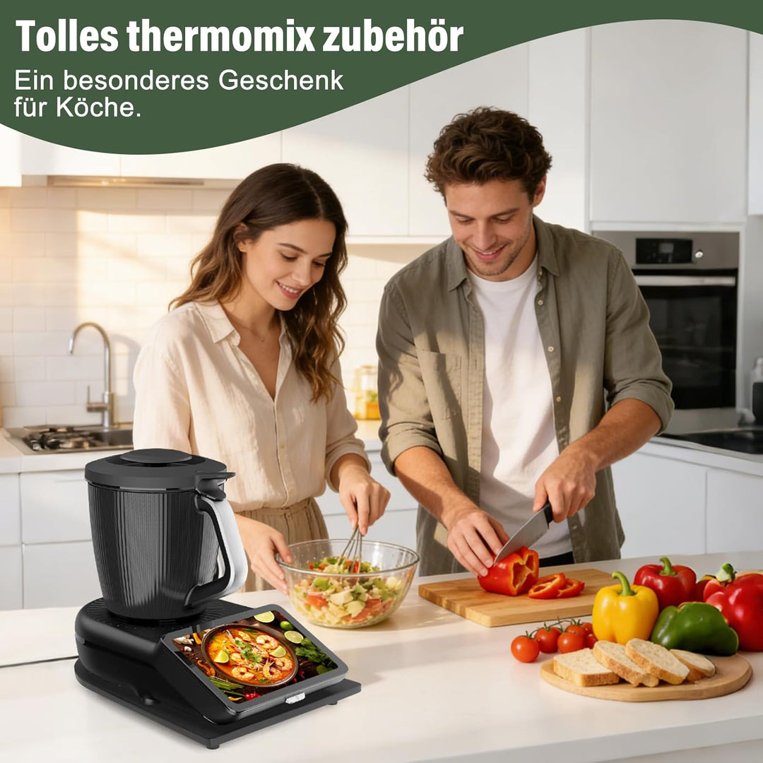 Gleitbrett für Thermomix TM7,Bambus Brett für Thermomix mit 360° leisen Rollen,TM7 Gleitbrett mit Ru