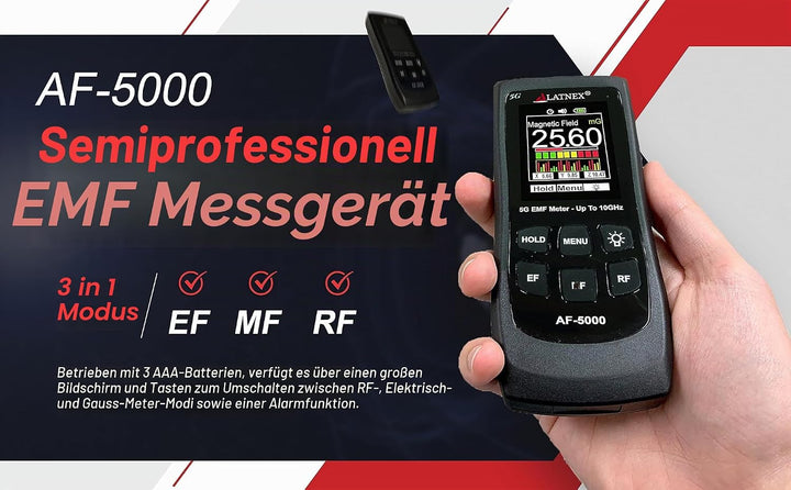 LATNEX AF-5000 5G EMF-Messgerät RF Detektor Tester und Leser mit Kalibrierungszertifikat – Testet un
