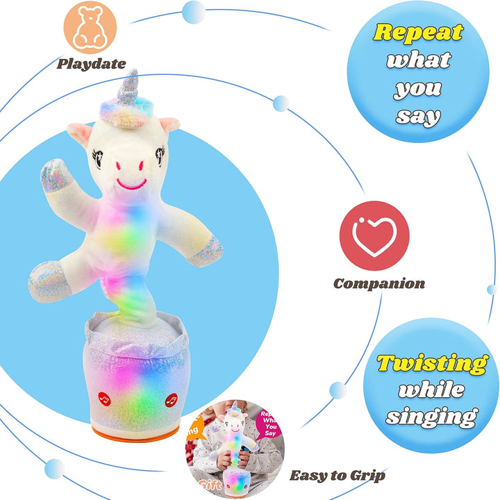 Hopearl Leuchtendes Tanzendes Einhorn Spielzeug Wiederholt Gesagtes Sprechendes Spielzeug Wackeln Si