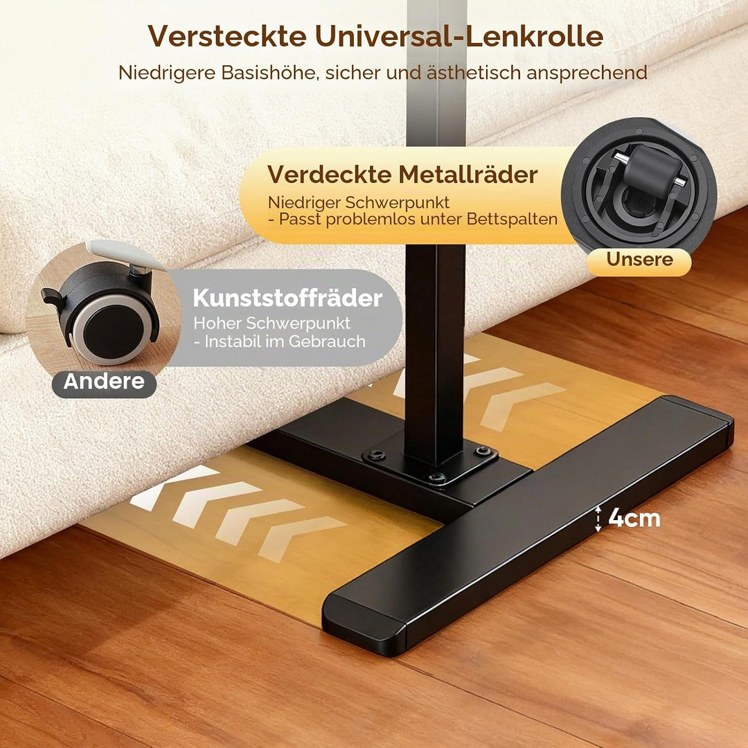 Beistelltisch C Form, Höhenverstellbar 50-80 cm, 60 x 40 cm grosse Tischplatte,360° drehbar mobiler