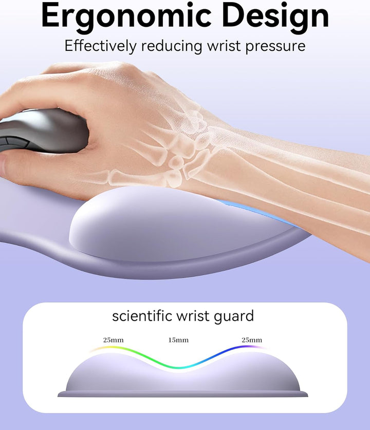 Mauspad mit Gelkissen,Ergonomisches Mousepad mit handauflage mit weichem Gelpolster,rutschfester Bas