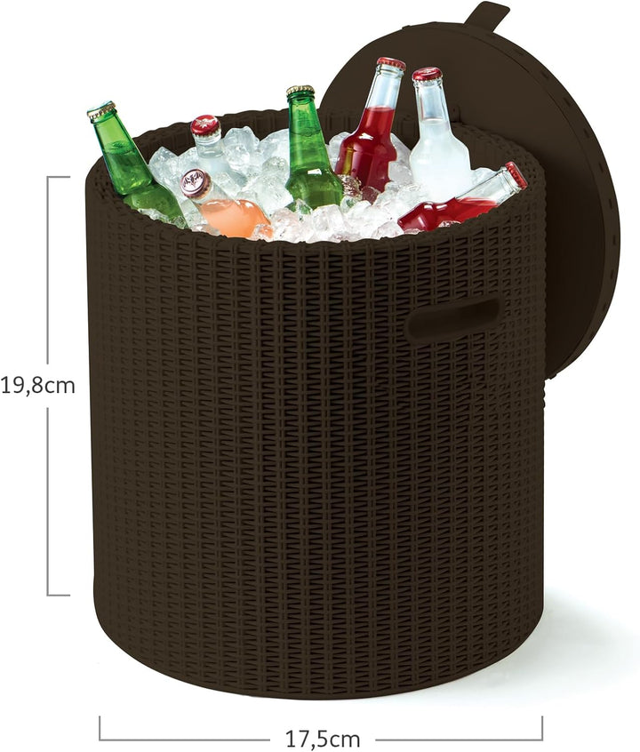 Keter 17200045 Kühlbox/Beistelltisch Cool Stool, Rattanoptik, Kunststoff, braun