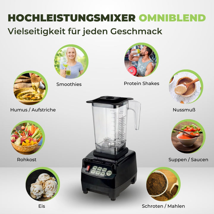 OmniBlend V Hochleistungsmixer mit Geräuschschutz I Smoothie Mixer mit BPA-freiem 1,5L Behälter & 6-