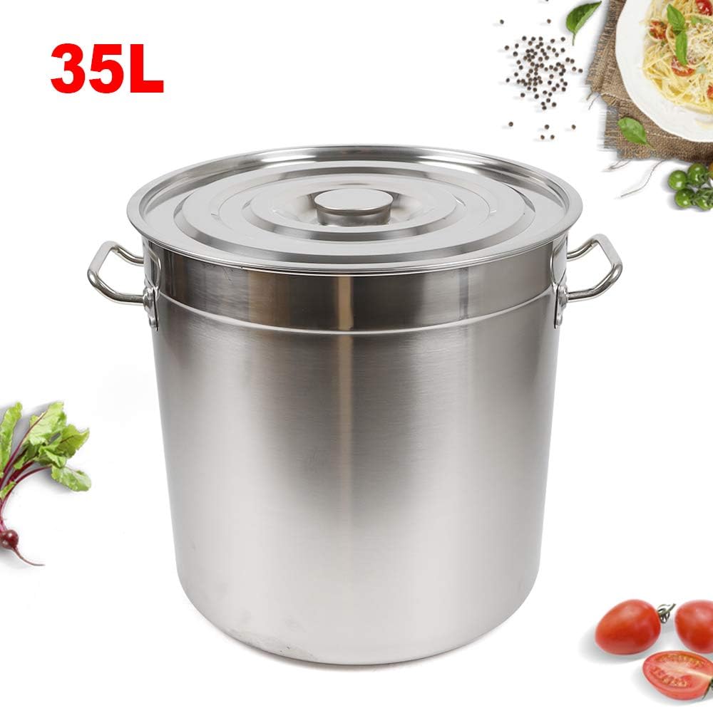 35L Suppentopf, Grosse Kapazität Gastronomie Kochtopf mit Metalldeckel Edelstahl Kochtöpfe für Gas,