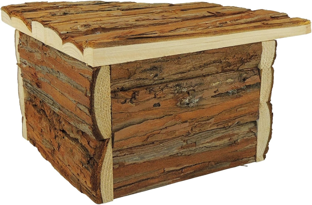 CLASSIC Kleintier-Eckheim - 22 x 22 x 13 cm Naturholz Versteck für Hamster, Mäuse, Rennmäuse &amp; ander