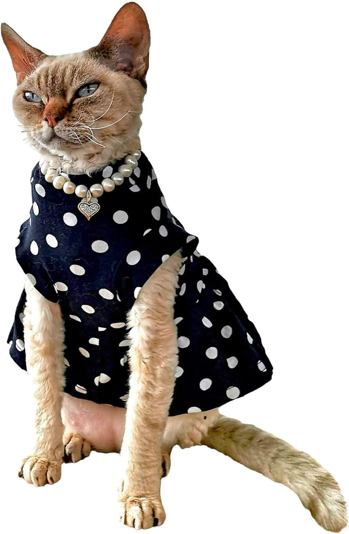 Kotomoda Katzen Kleid Polka-Dot Sphynx Katzen (M), M