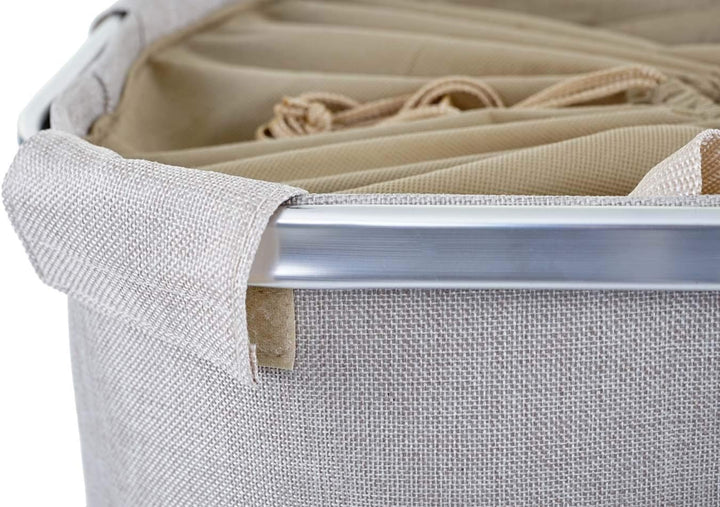 Wäschesammler HWC-C34, Laundry Wäschekorb Wäschebehälter mit Kordelzug, 2 Fächer Henkel 54x52x32cm 8