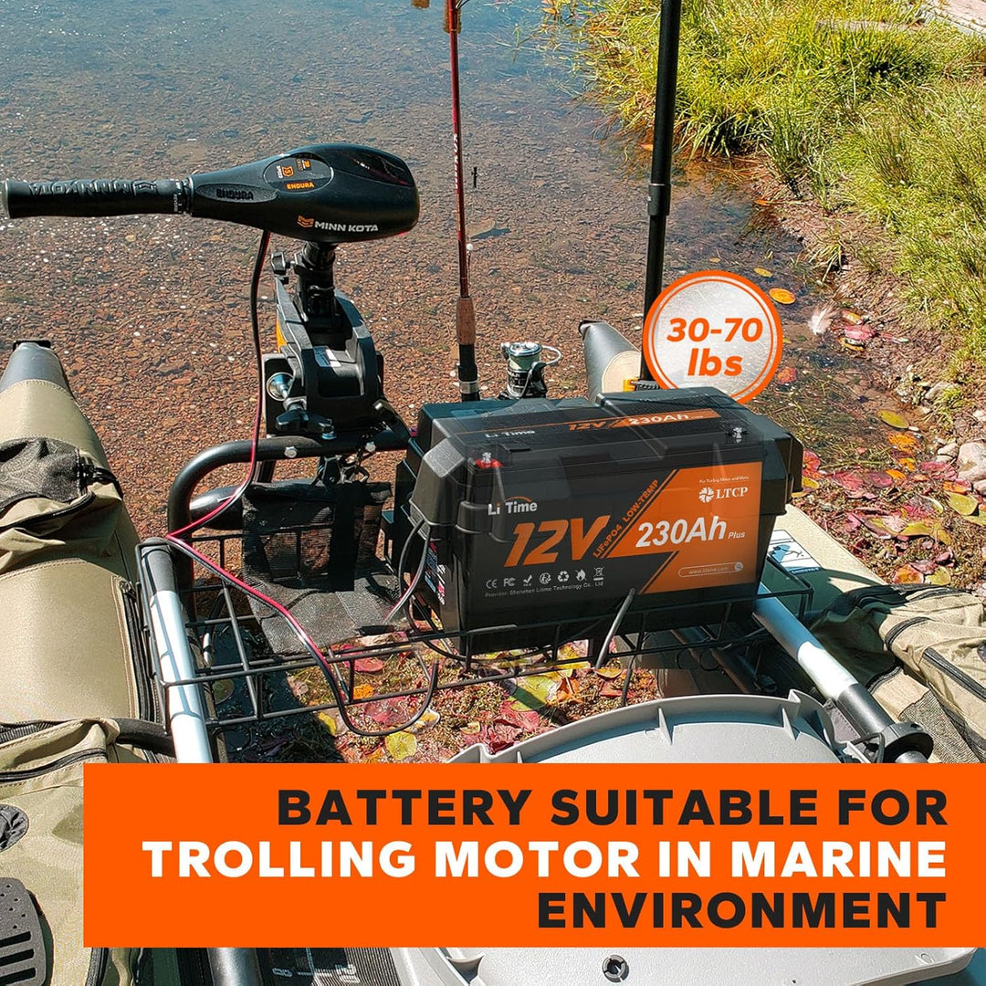 Litime 12V 230Ah Plus Low-Temp-Schutz LiFePO4 Batterie Eingebautes 200A BMS, Max 2944Wh Energie, Lit