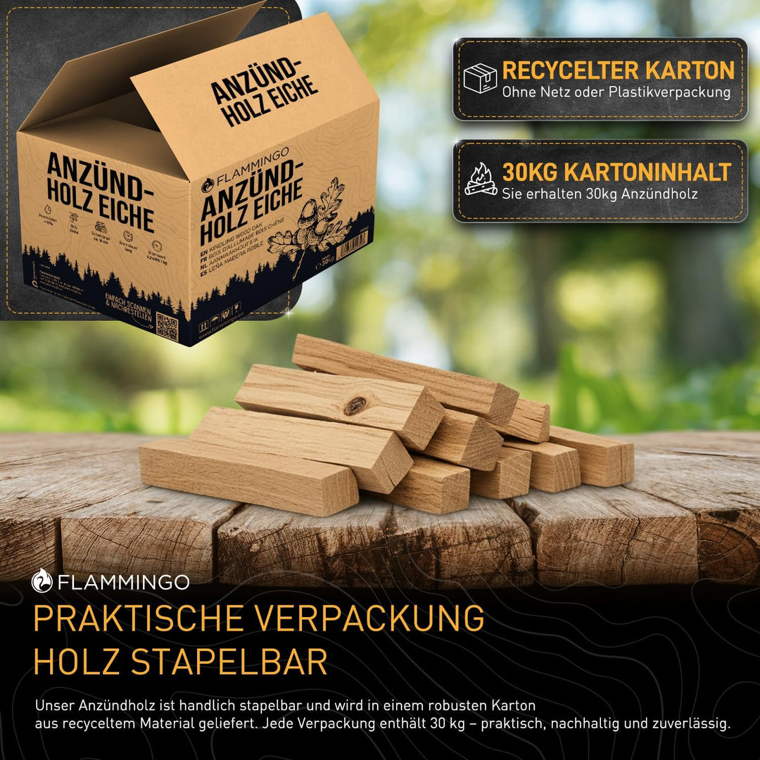 30kg Anzündholz Anfeuerholz Anmachholz Brennholz Kaminholz Ofenholz Smoker Grill BBQ Trocken Ofenfer