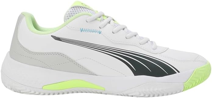 PUMA Unisex Nova SmashTennis Shoe 38 EU Puma White Luminous Blue Fizzy Apple Shadow Gray, 38 EU Puma